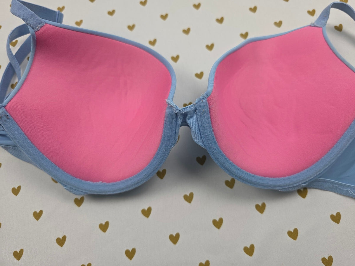 Victorias Secret PInk Blue Wear Everywhere Push Up Bra 32DD