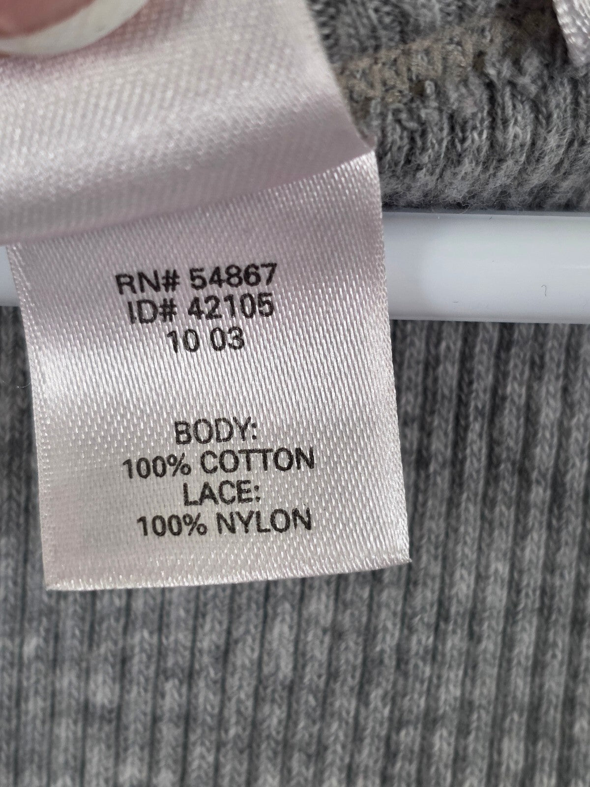 Victorias Secret Vintage Grey Ribbed Lace accent tank top Large Cotton Y2k