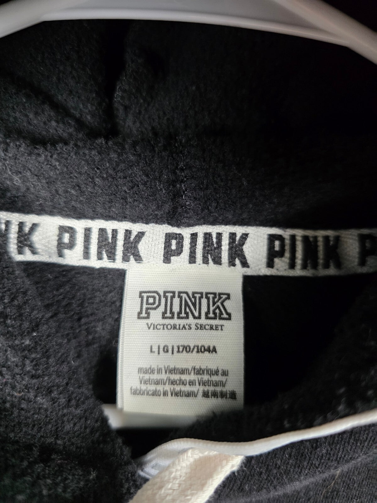 Victorias Secret Pink BLING SEQUINED DOG Pullover Hoodie Sweater LARGE