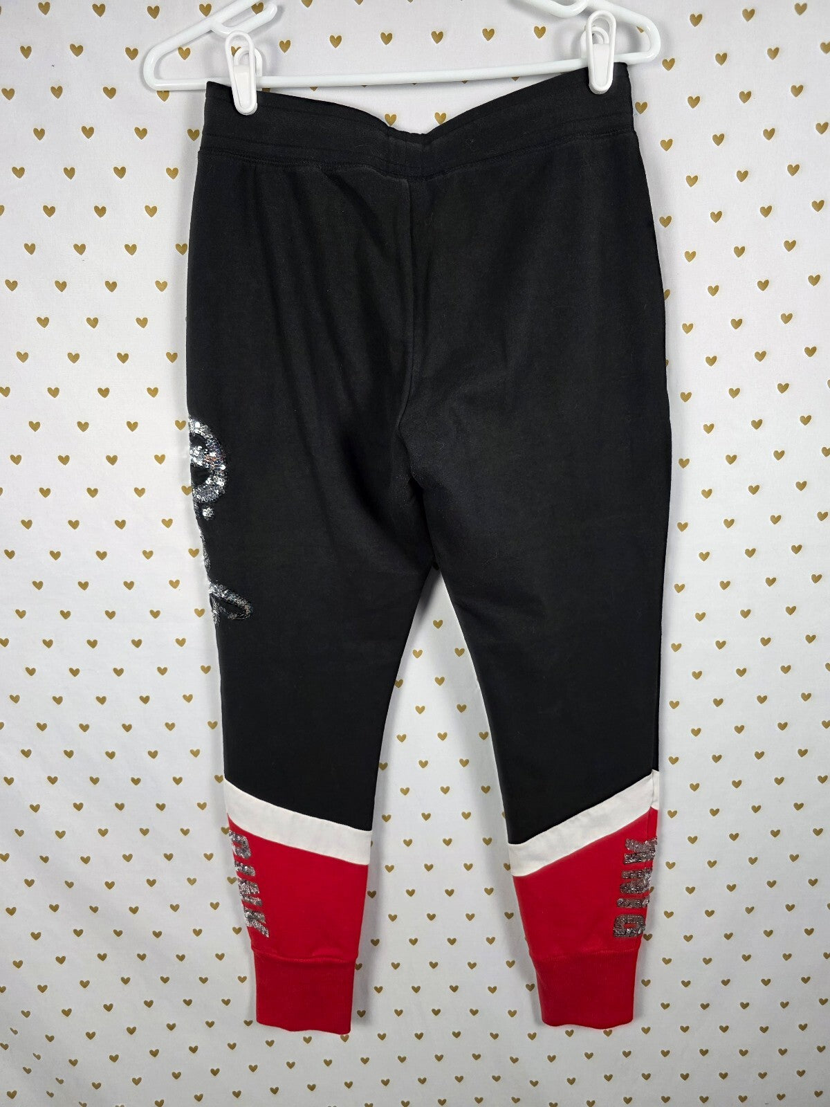 VS PINK BLING Sequin Jogger Sweatpants Shirt Set M S Red Black Gray Rare