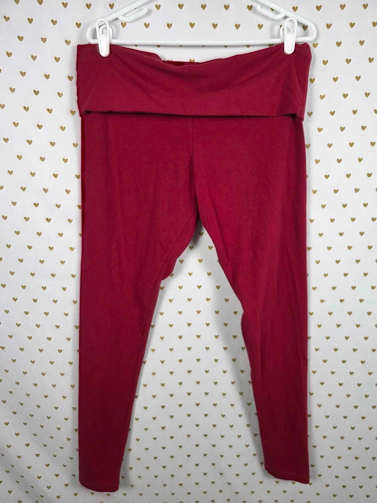 Victorias Secret PINK RED I LOVE YOU Foldover Yoga pants Skinny XL Regular