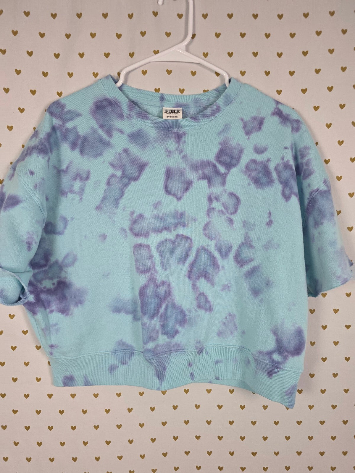 Victorias Secret Pink Cropped Boxy Tye Dye Sweater Shirt Small