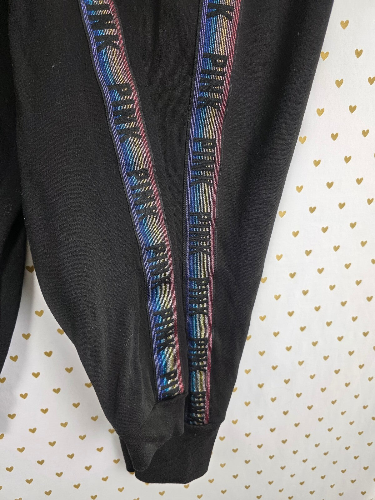Victoria’s Secret PINK BLING Sequin Hoodie Jogger Set M Rainbow Gold