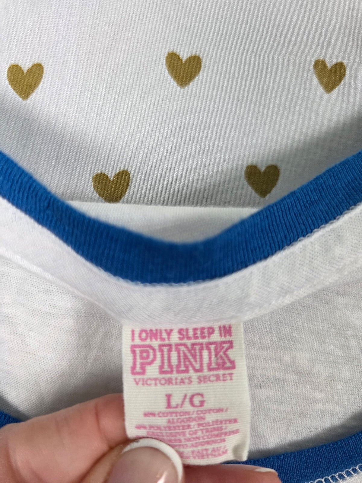 Vintage Victoria's Secret PINK Best Kisser Shirt L Blue Raglan Y2K Dog