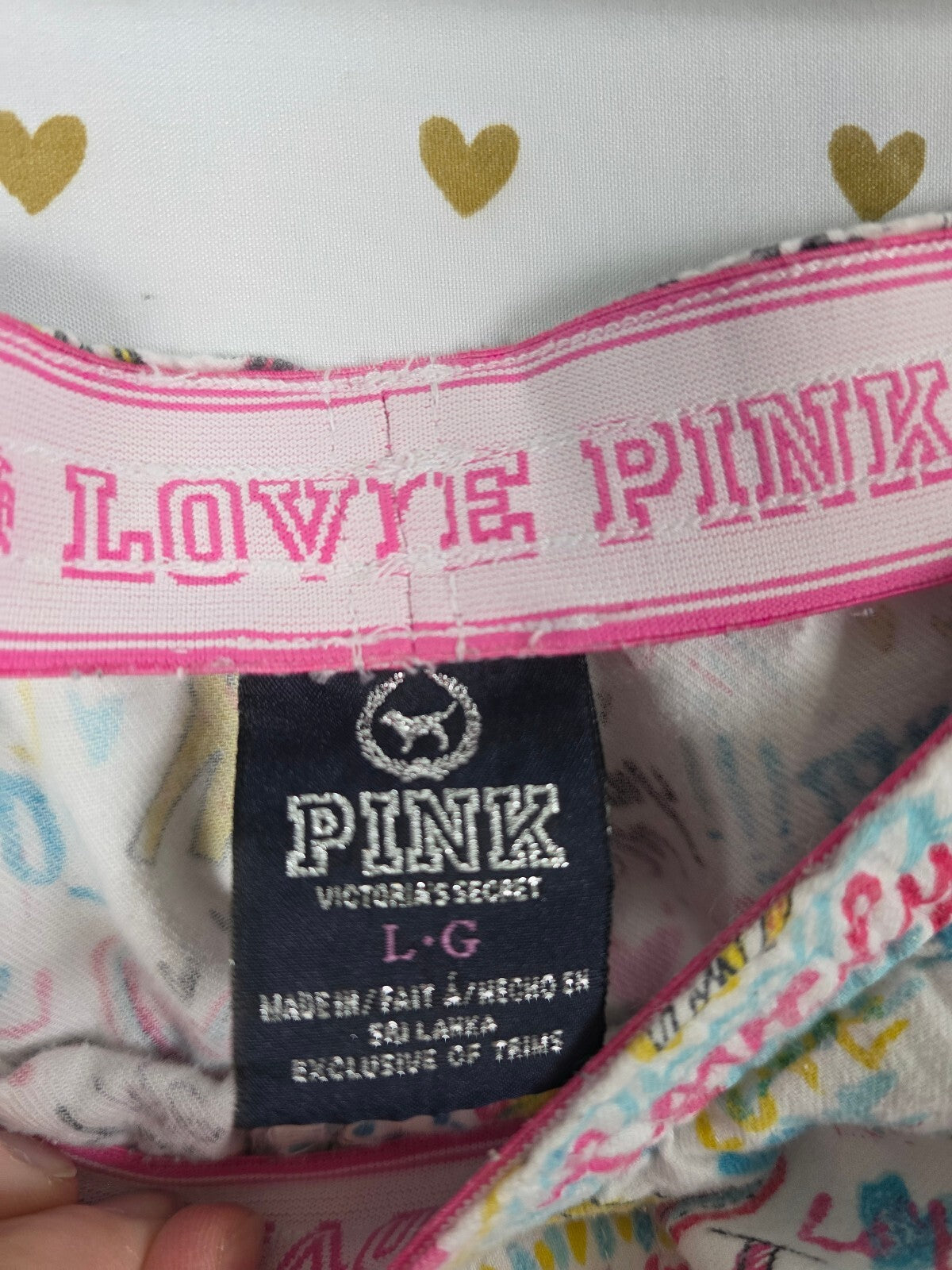 Victoria's Secret PINK Vintage Doodle Graffiti Pajama Pants L Cotton Y2K