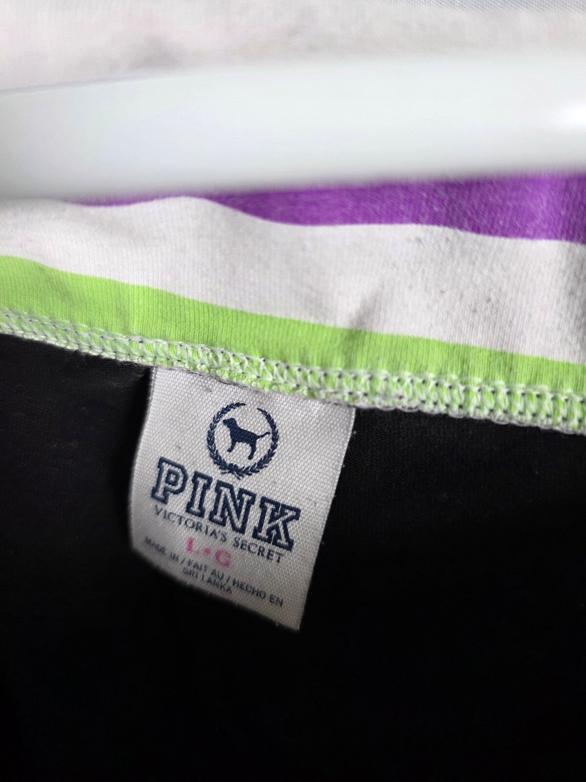 Victorias Secret PINK Rainbow Stripe LOVE Foldover Yoga Pants Skinny Large