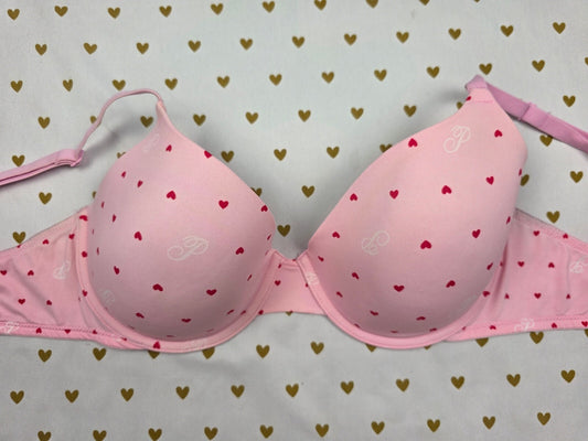 Victorias Secret HEARTS Bra 36D PINK Wear Everywhere T Shirt Lightly Lined