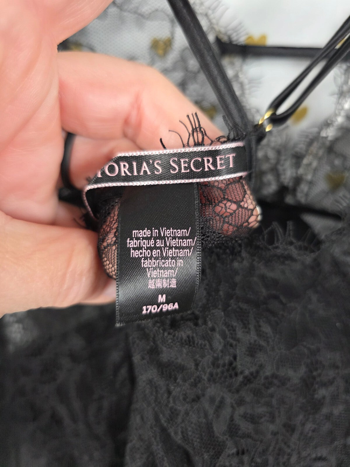Victorias Secret Satin Slip Dress strappy Cross back chemise Lace Medium