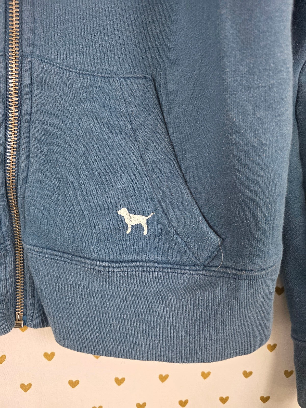 Victoria's Secret Royal PINK Vintage Blue Zip Up Hoodie Crown Dog Medium Y2k
