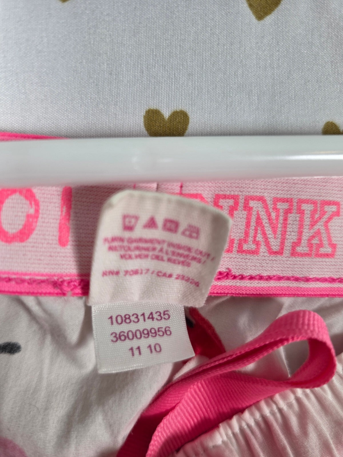 Victorias Secret Vintage PINK DIaper Butt Boyfriend Sleep Pants BITE ME MEDIUM