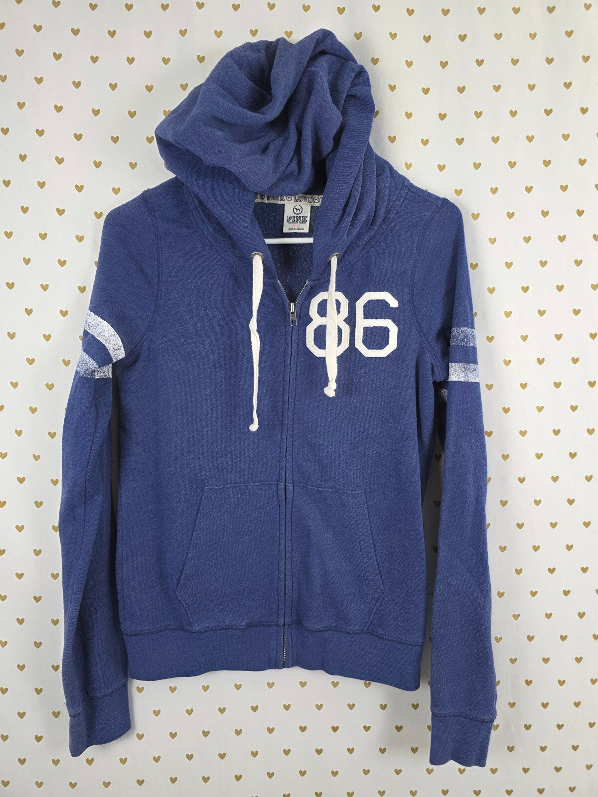 Victorias Secret Pink Blue Full zip 86 Vintage Y2k Hoodie Jacket Medium
