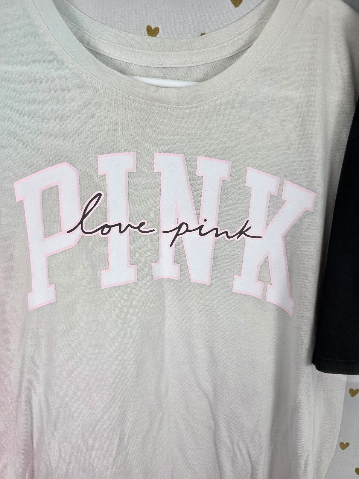 Victorias Secret PINK Watercolor Logo Tee shirt Bike Shorts SET Medium