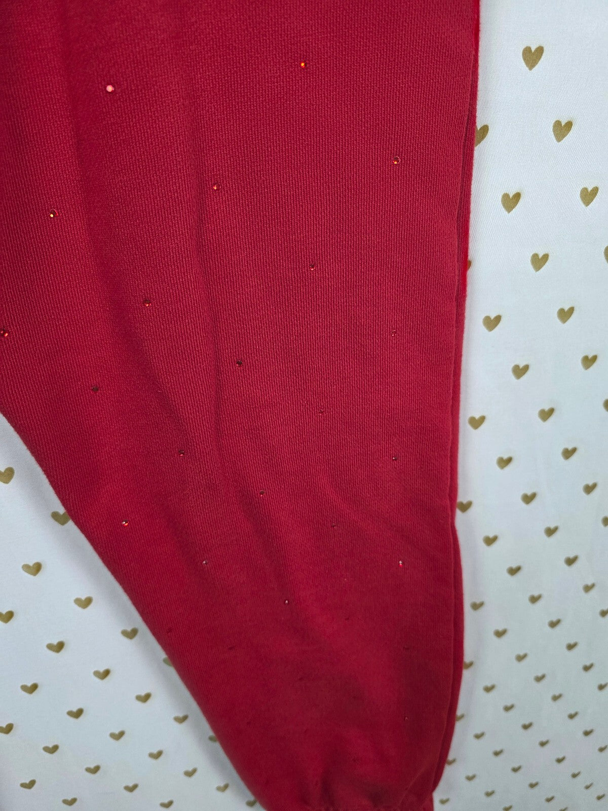 Victorias Secret RED BLING ALL OVER Studded Sweats Sweatpants MEDIUM