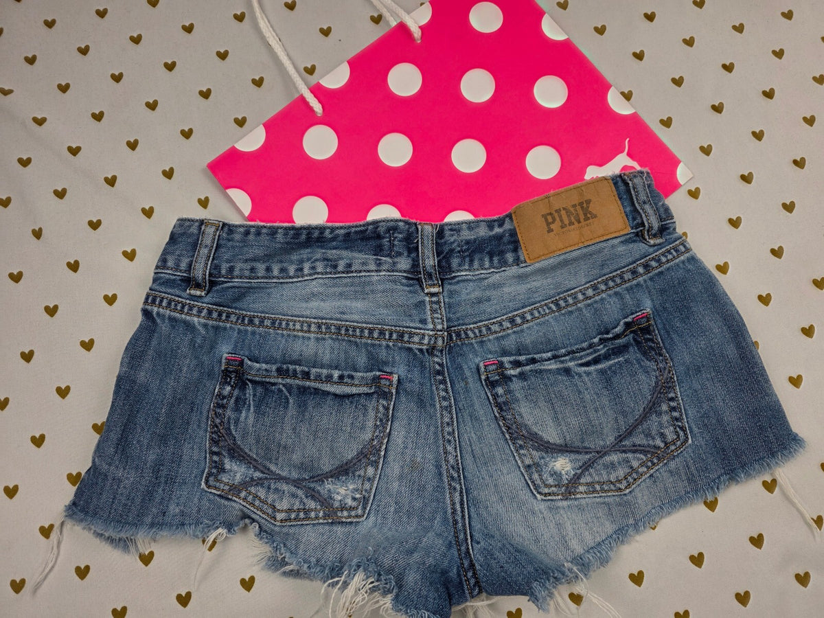 Victorias Secret PINK Denim Super Short Cutoff Shorts Size 0