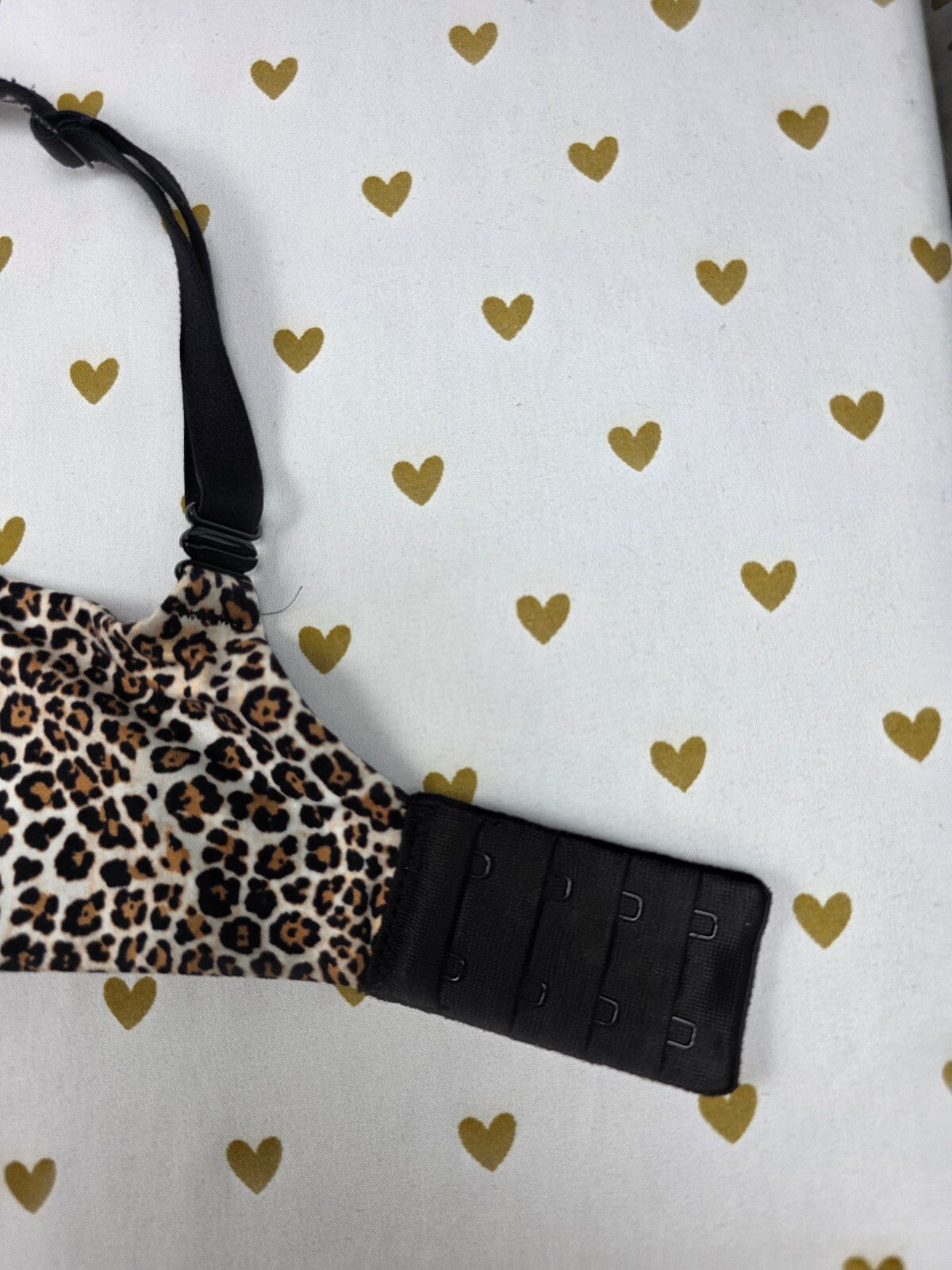 Victorias Secret Leopard Cheetah Lined Demi Balconette Bra 32DDD 32F