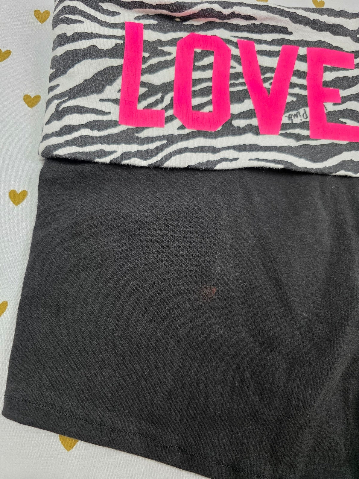 Victorias Secret PINK Love ZEBRA Foldover Yoga SHORTS Y2k Vintage MEDIUM