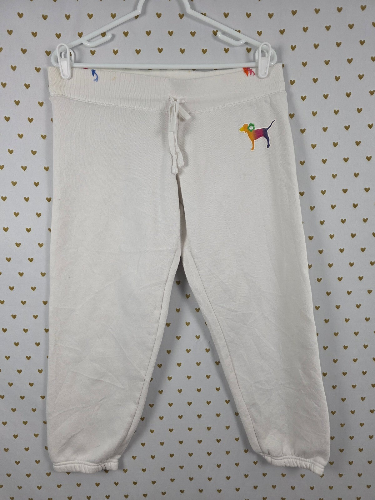 Victorias Secret PINK White Vintage Logo Butt Sweats Sweatpants Y2k Medium
