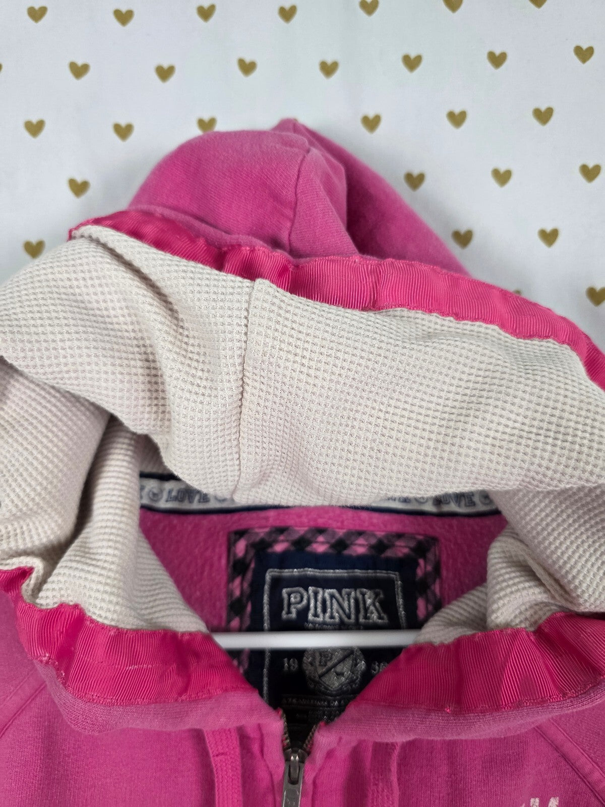 Vintage 2008 Victoria's Secret PINK Wishes Kisses 86 Zip Hoodie M Y2K