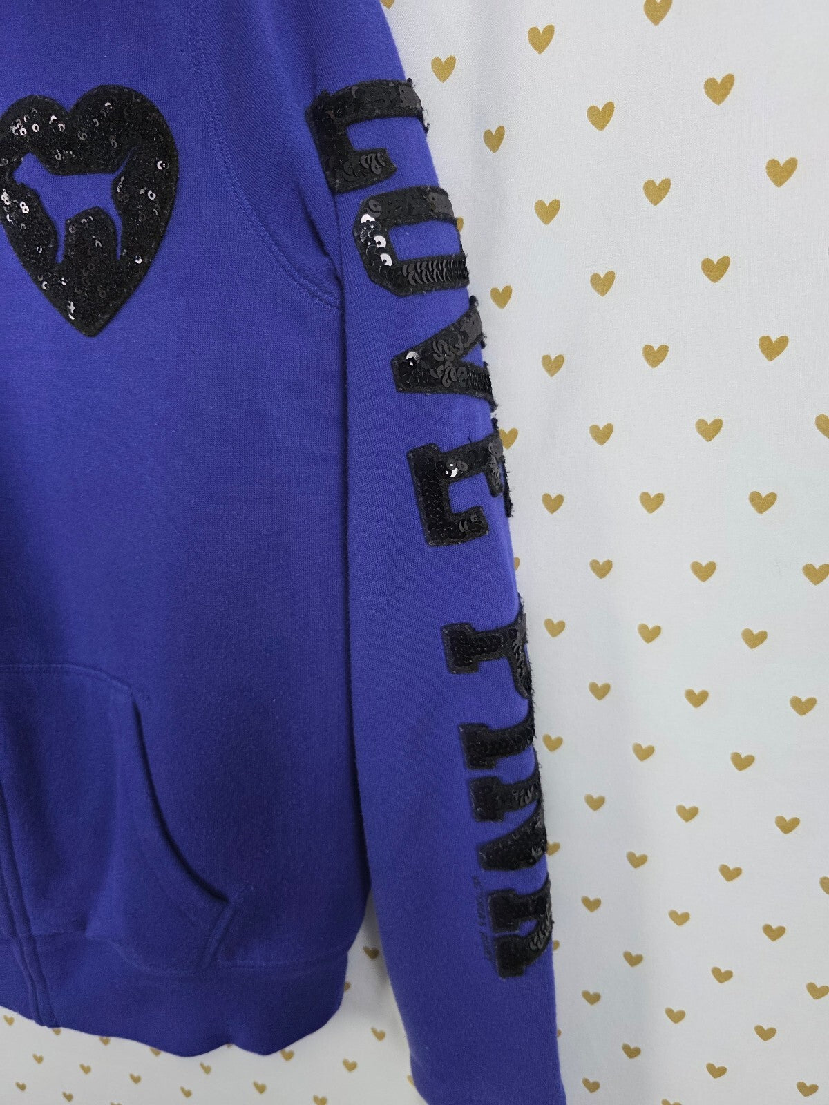 Victorias Secret Pink Fur lIned Bling Sequined Hoodie Jacket Medium
