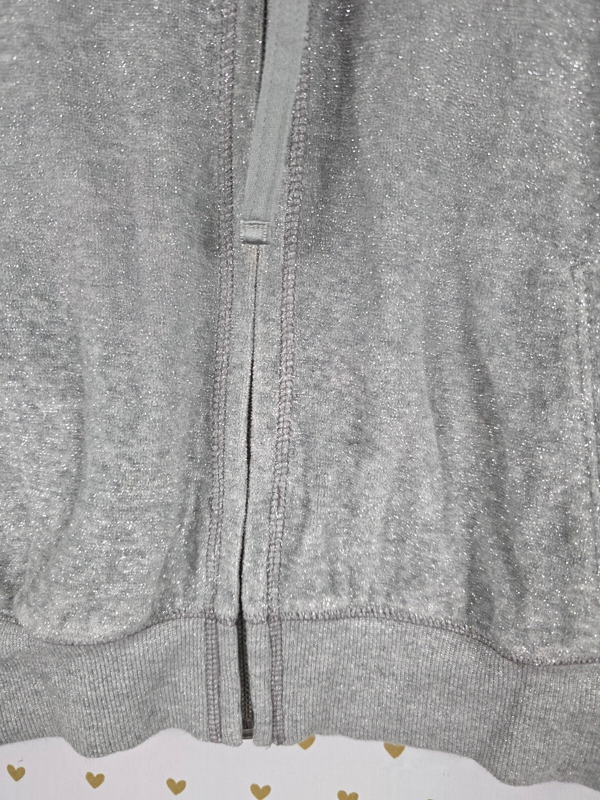 Victorias Secret Pink Bling Thread Full zip Heart Sequined Hoodie Jacket XS