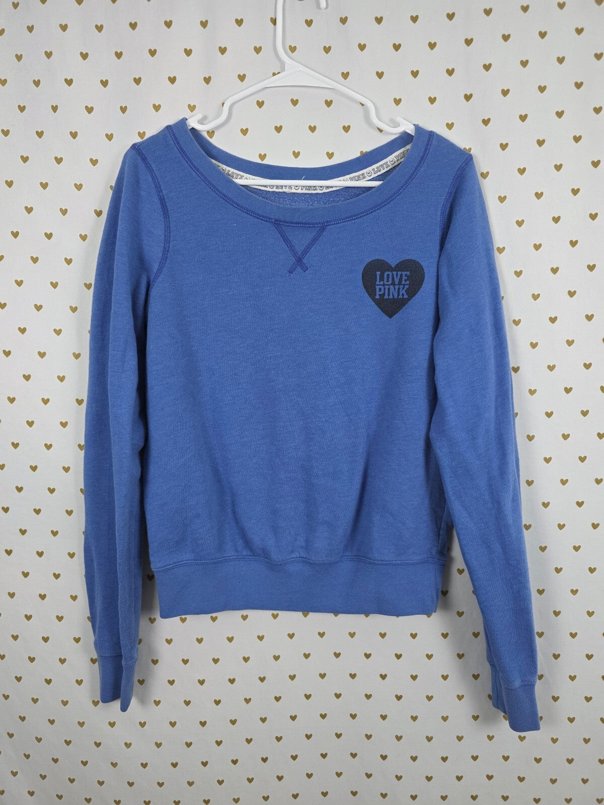 Victorias Secret Pink Vintage Crew Sweater Shirt Blue Y2k Medium