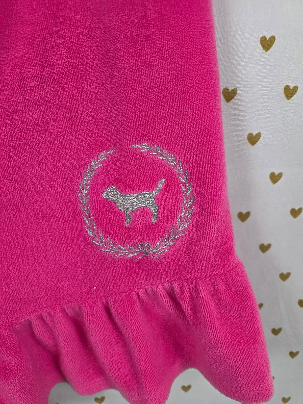 Victoria Secret PINK Velour VINTAGE LOVE Strapless Dress UNIVERSITY RARE MED L