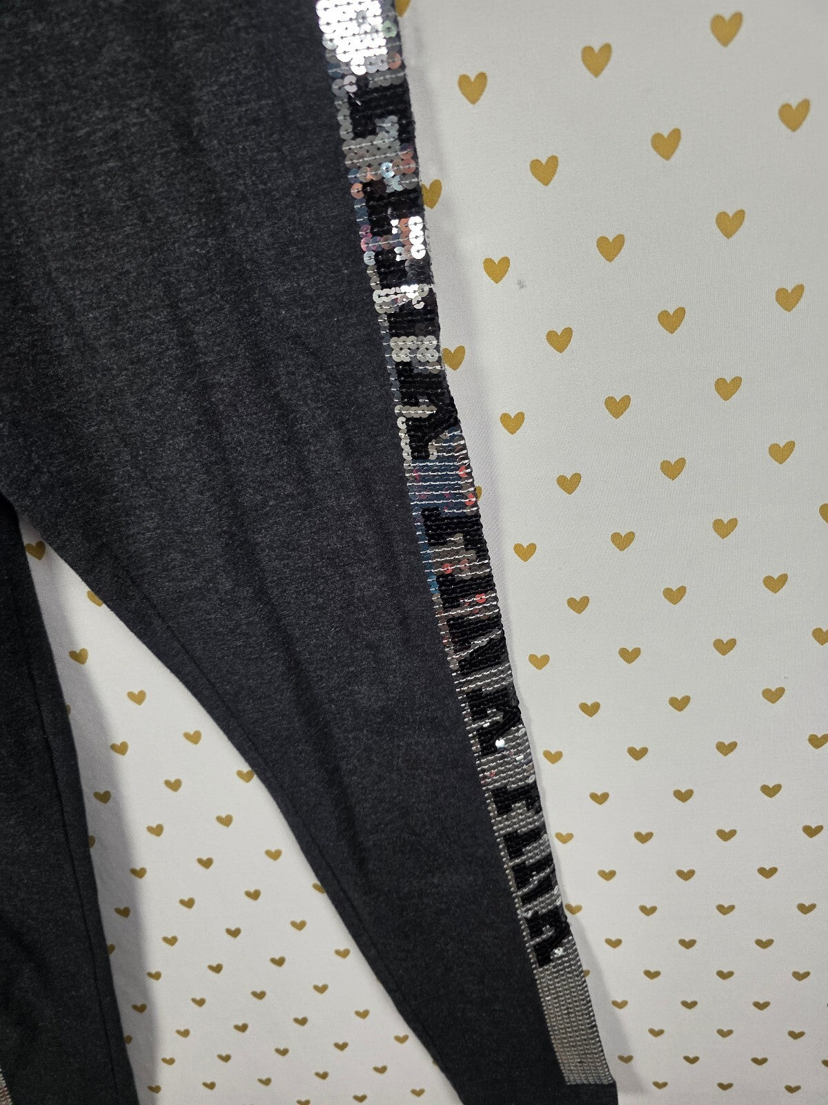 Victorias Secret PINK Silver Logo Bling Yoga Pants Medium