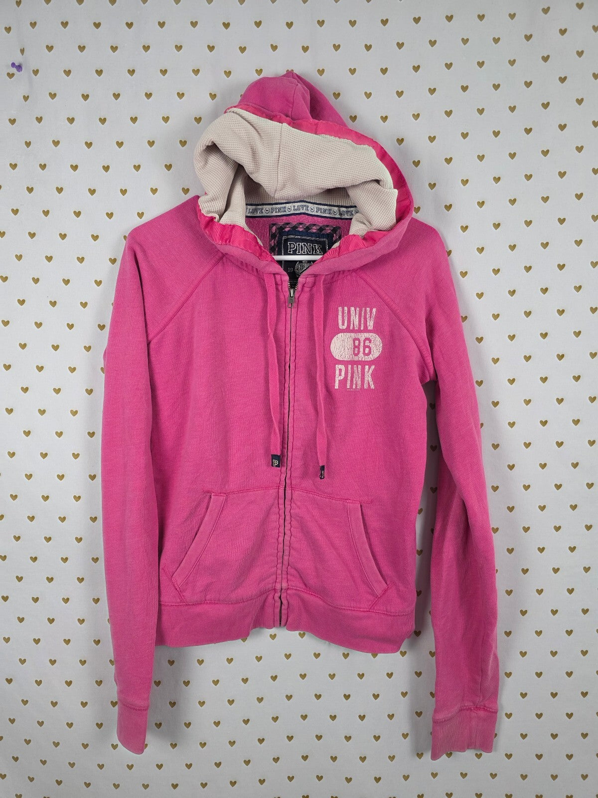 Vintage 2008 Victoria's Secret PINK Wishes Kisses 86 Zip Hoodie M Y2K