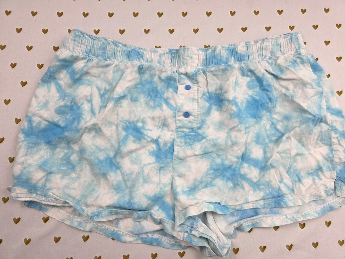 Victorias Secret PINK Blue Tye Dye Medium Sleep Shorts Boxers Pajama Bottoms