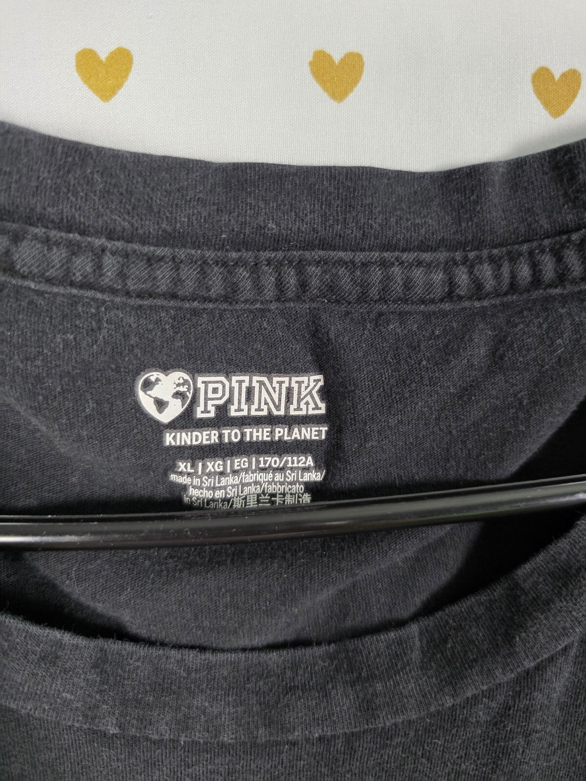 Victorias Secret PINK Dog Logo Campus Tee shirt XL Black