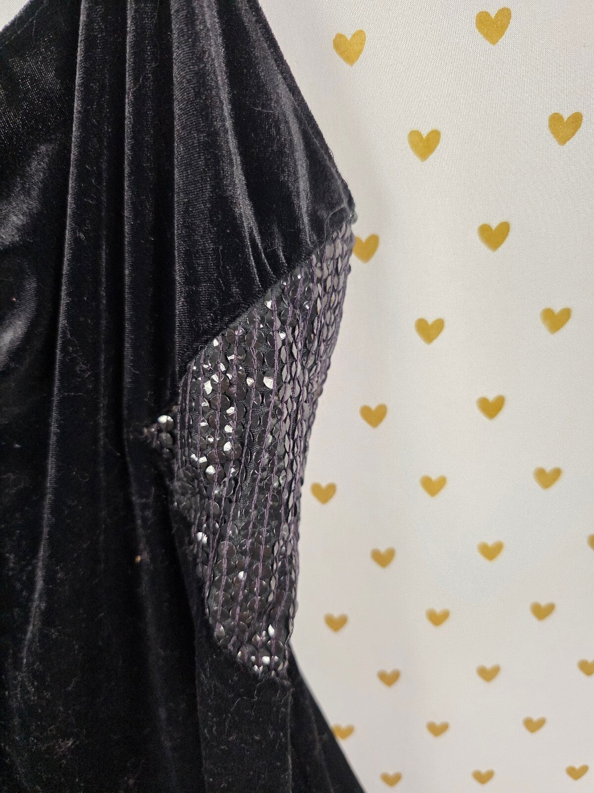 VTG Victoria's Secret Collection Velvet Sequin Mini Dress Open Back Black S