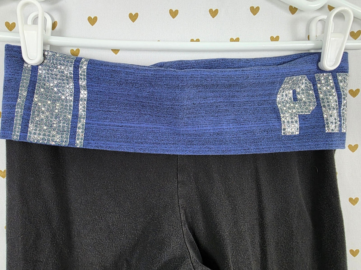 Victorias Secret PINK Vintage Bling Y2k Foldover Yoga Pants Ankle Skinny Small