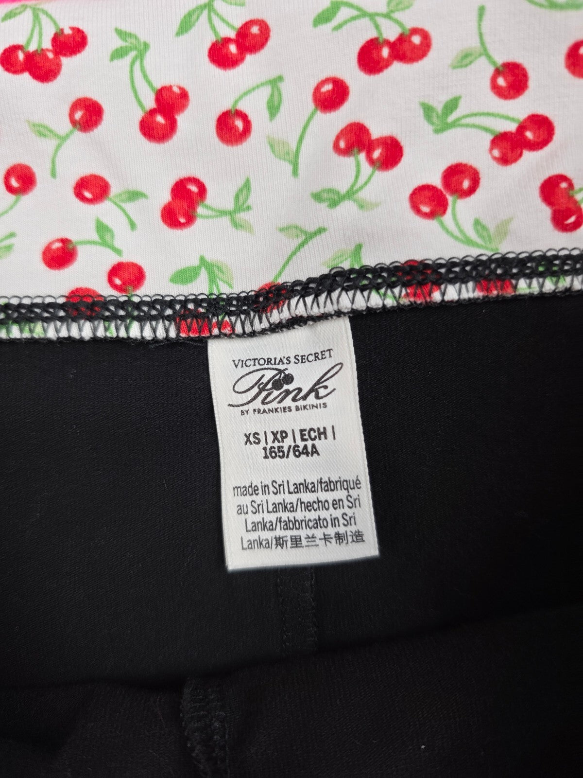PINK by Frankies Bikinis Cotton Limited Shorts XS Whimsy Cherries Foldover