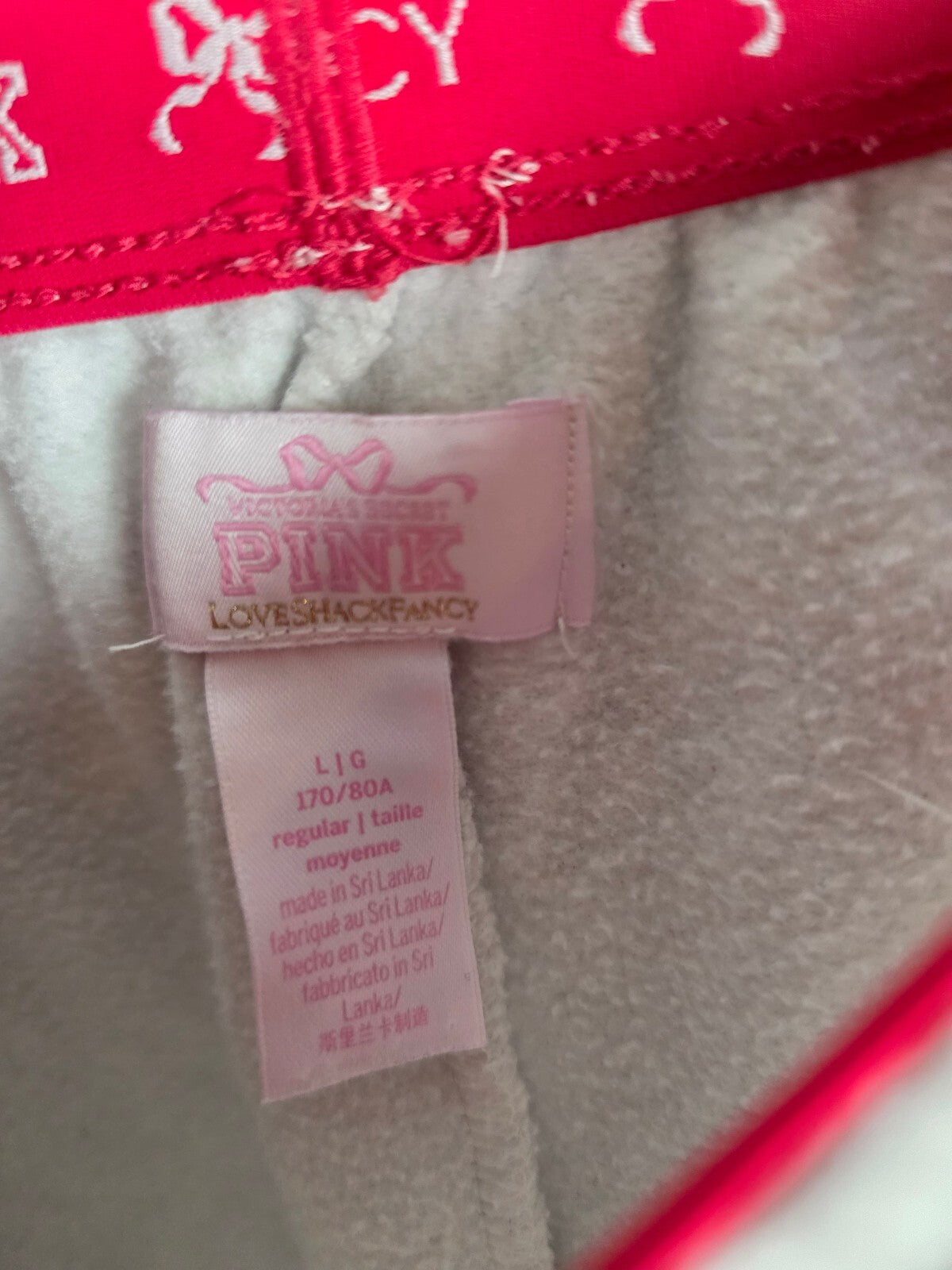 Victorias Secret PINK Loveshackfancy Campus Sweats Bling Logo  Grey Large