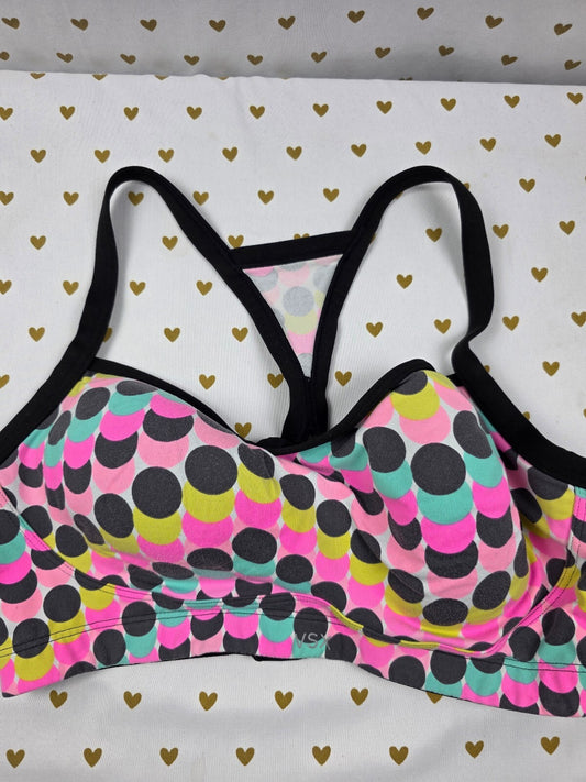 Victorias Secret VSX Polka Dot Colorful Sports Bra Exercise Support 36D