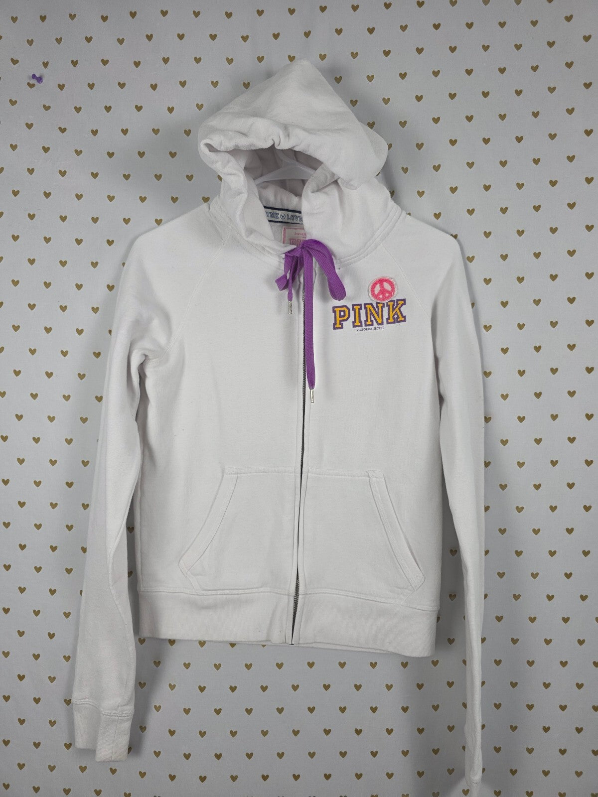 PINK Victoria's Secret Jones & Mitchell LSU Tigers Zip Hoodie White Large