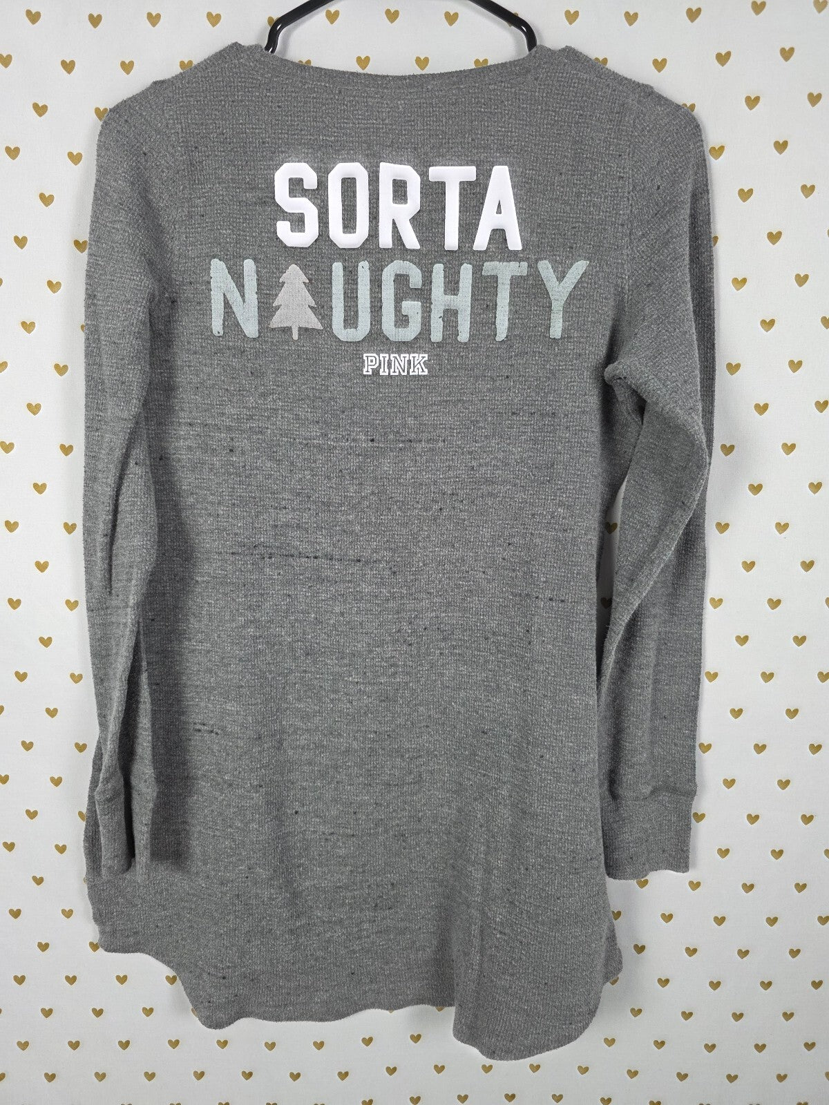 Victorias Secret PINK SORTA NAUGHTY SORTA NICE Thermal Long sleeve Shirt SMALL