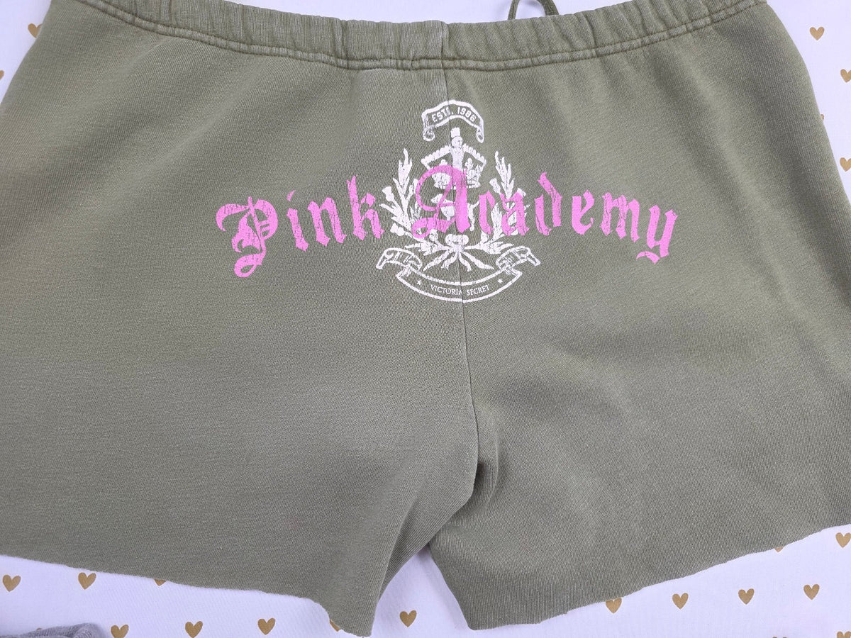 Victorias Secret PINK Academy Logo Butt Vintage y2k Green Sweat Shorts Medium