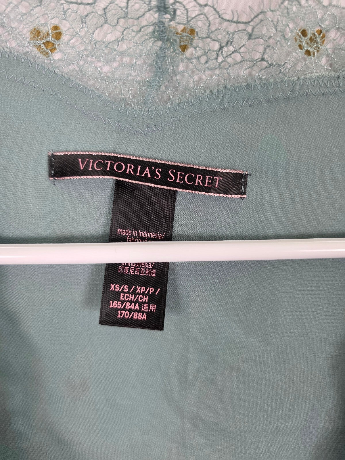 Victorias Secret Satin Silky Robe Lace Lined Satin XS Small Kimono Lounge