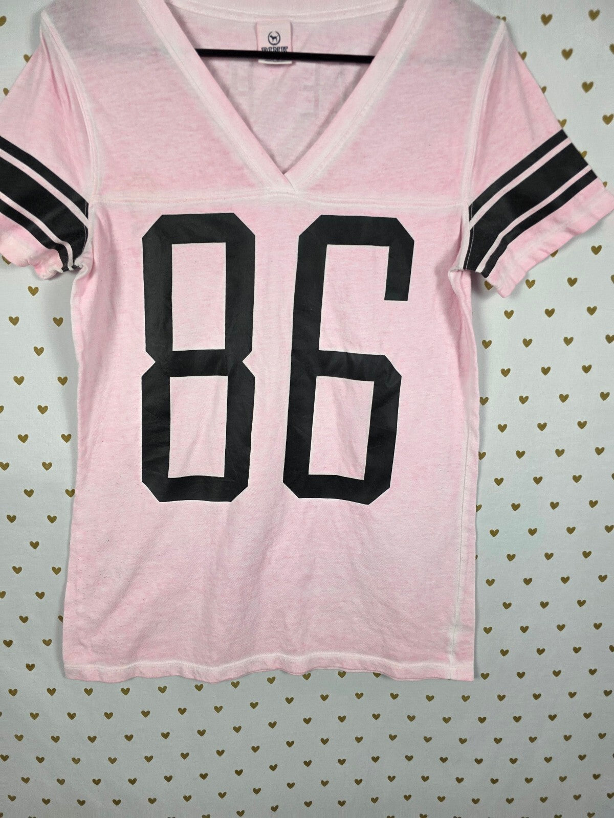 Victorias Secret PINK Vintage 86 V neck Tee shirt Y2k Large