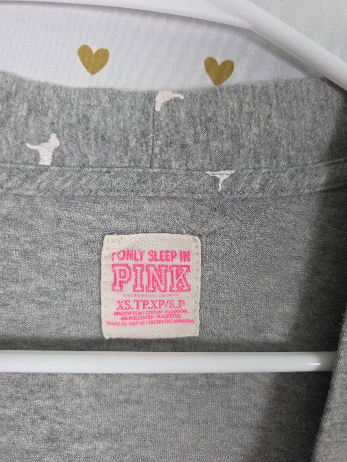 ictoria's Secret PINK XS Gray Dog Print Sleep Robe LOVE PINK Y2K