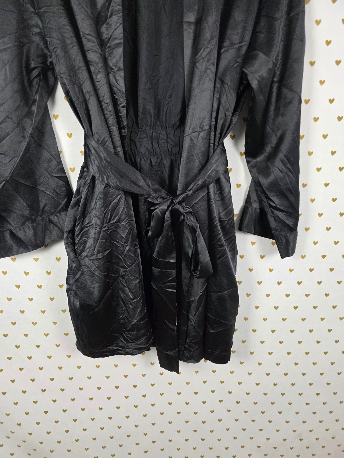 Victorias Secret Black Lounge Kimono Satin Silky Robe One Size Fits all