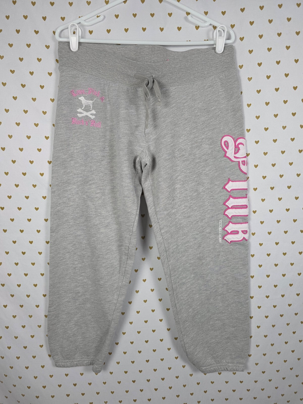 Vintage PINK Victoria's Secret Love Pink Rock N Roll Capri Sweatpants M Y2K