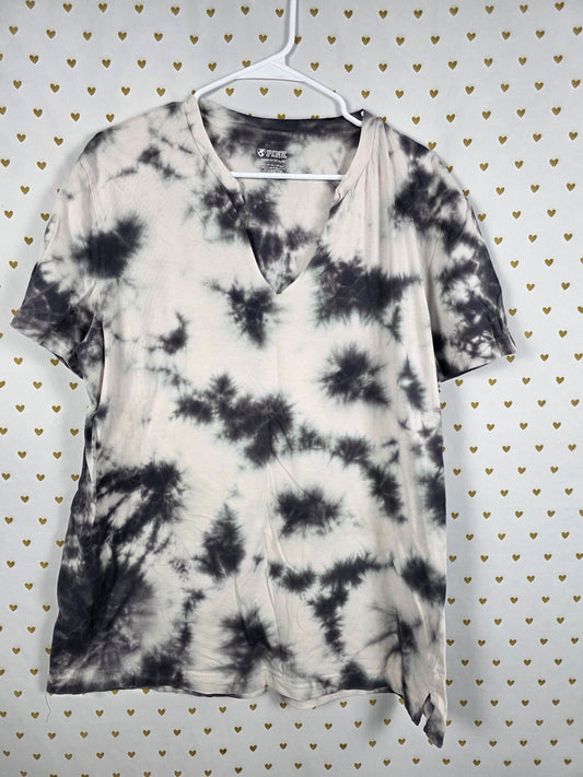 Victorias Secret PINK XL Tee shirt V neck Tye Dye Black