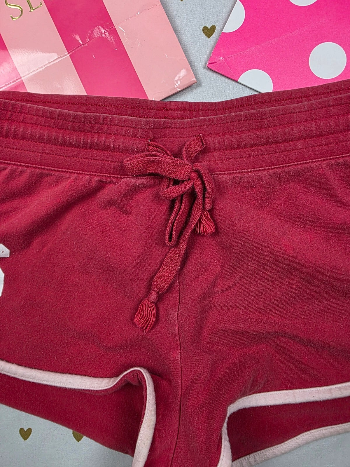 Vintage Y2K Victoria's Secret PINK 86 Dog Micro Mini Shorts M Red