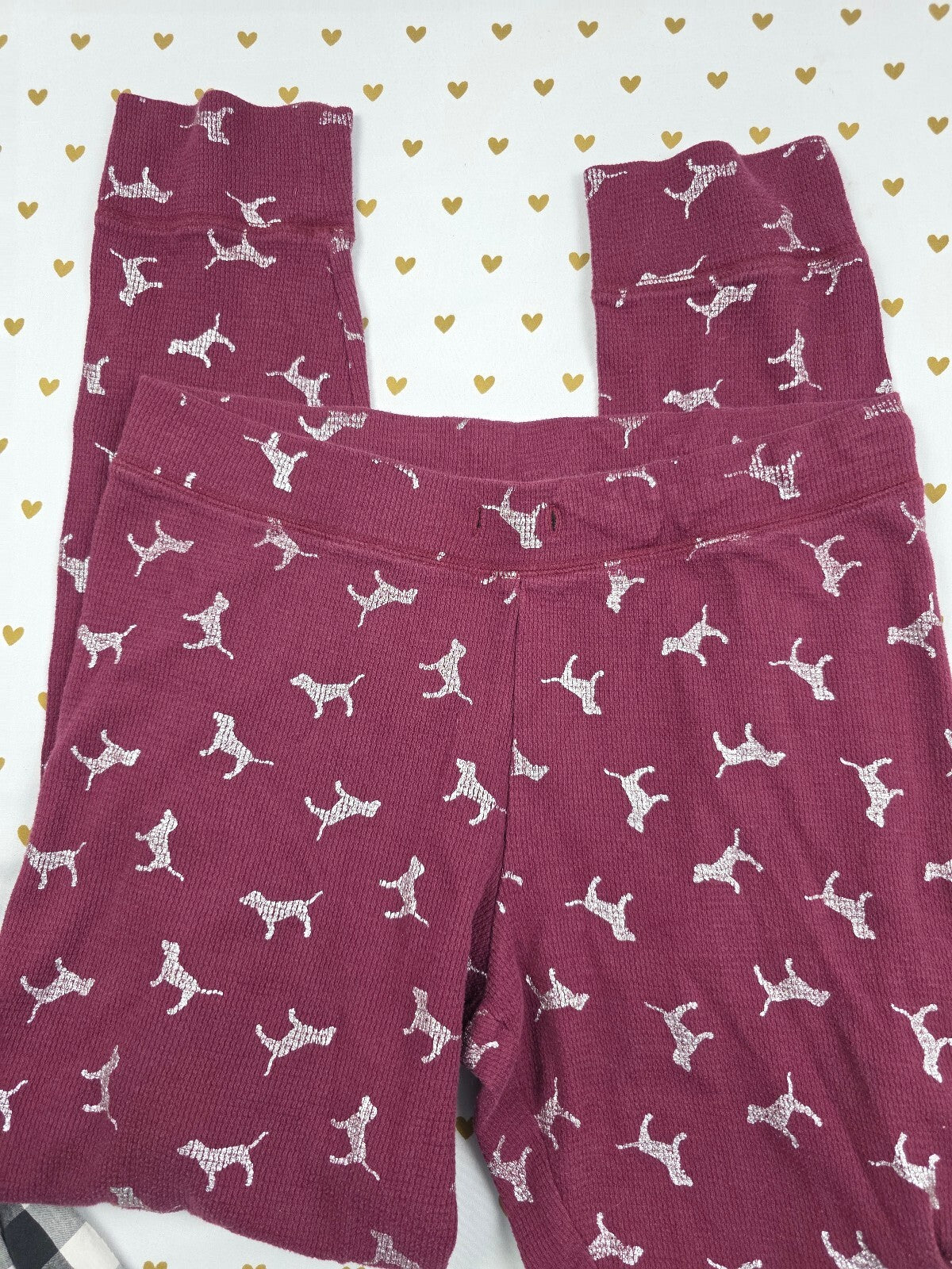 Victorias Secret Maroon PINK Dogs Med Sleep Pants Pajama PJ Bottoms