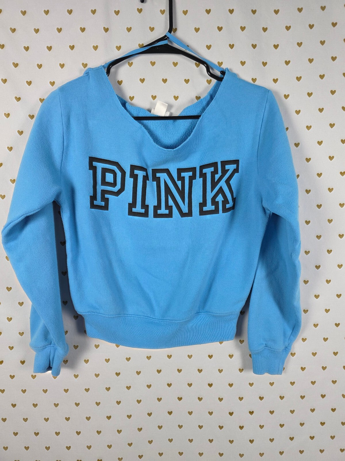 Victorias Secret Pink Blue Slouchy Sweater Logo XS