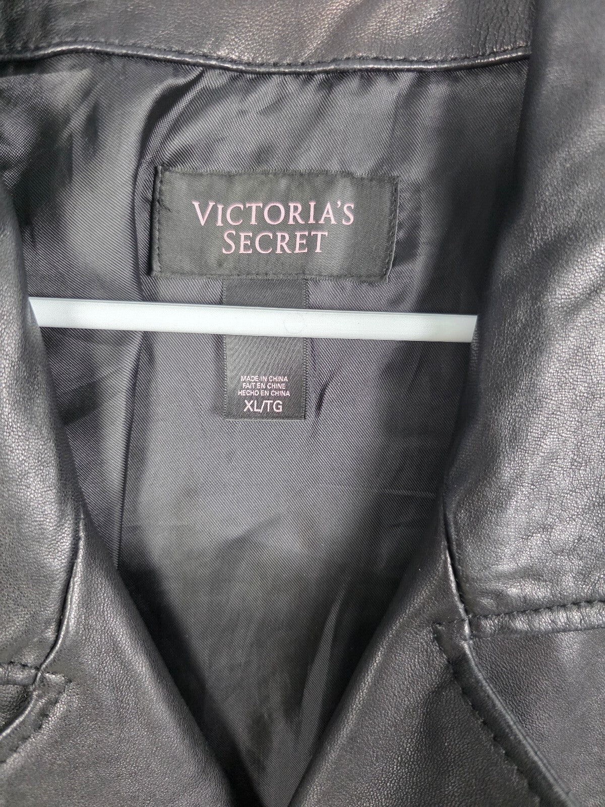Victoria's Secret Genuine Leather Moto Jacket Black Biker Buckle XL