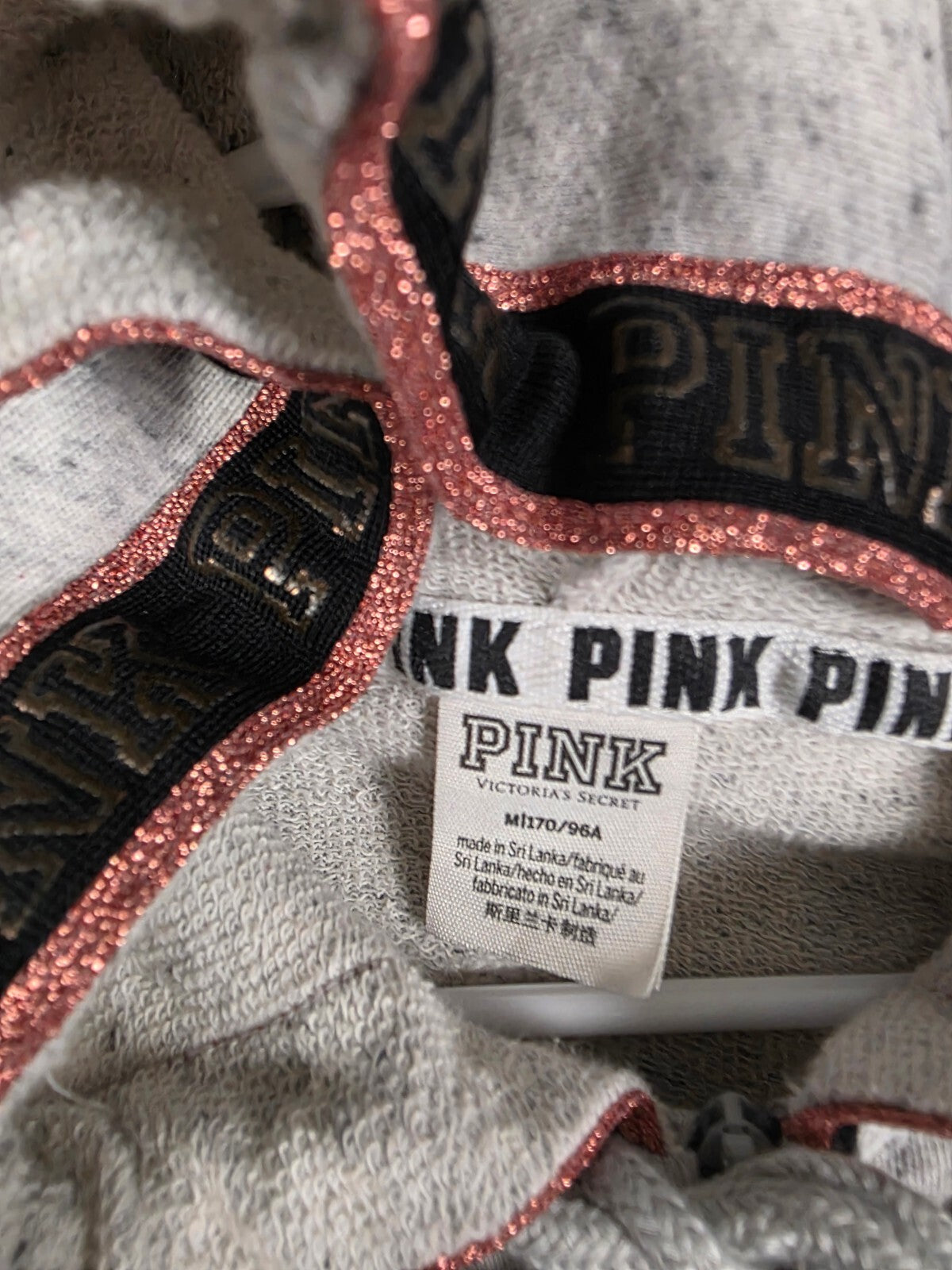 Victorias Secret Pink Rose Gold Bling Hoodie Jacket Coat Sequined Medium