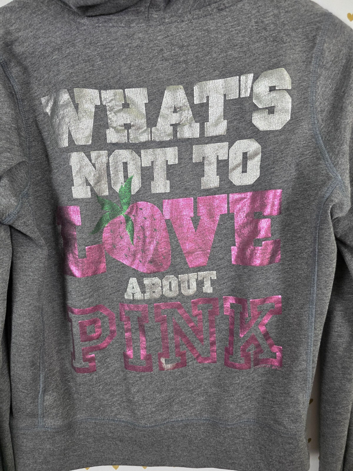 Victorias Secret Pink Vintage Y2k Large Grey Full Zip Hoodie Jacket Logo HTF